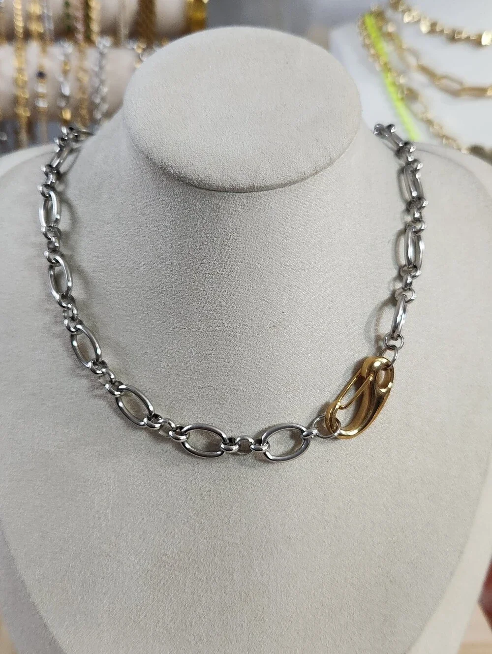 Two-Tone Charm Holder Necklace